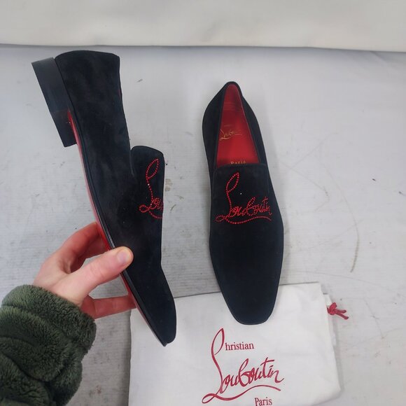 CHRISTIAN LOUBOUTIN Black Dandelion Strass Suede Logo Loafer main image 10